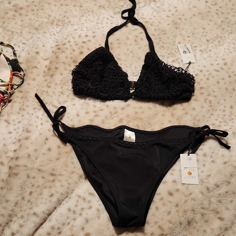 Elegant Black Crochet Bikini Set